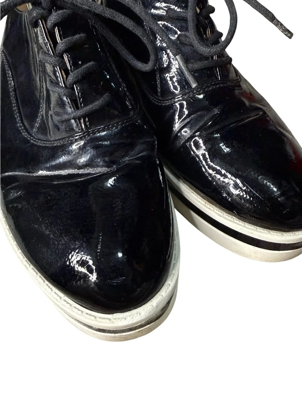 Madden Girl Black Patent Platform Oxford Lace Up Shoes Women’s Size 8